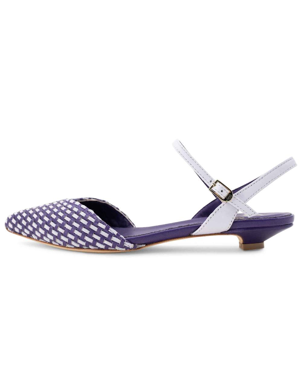 L'ARIANNA Ballerine BL1488/rt da donna in pelle viola e camoscio perla con cinturino alla caviglia Outlet
