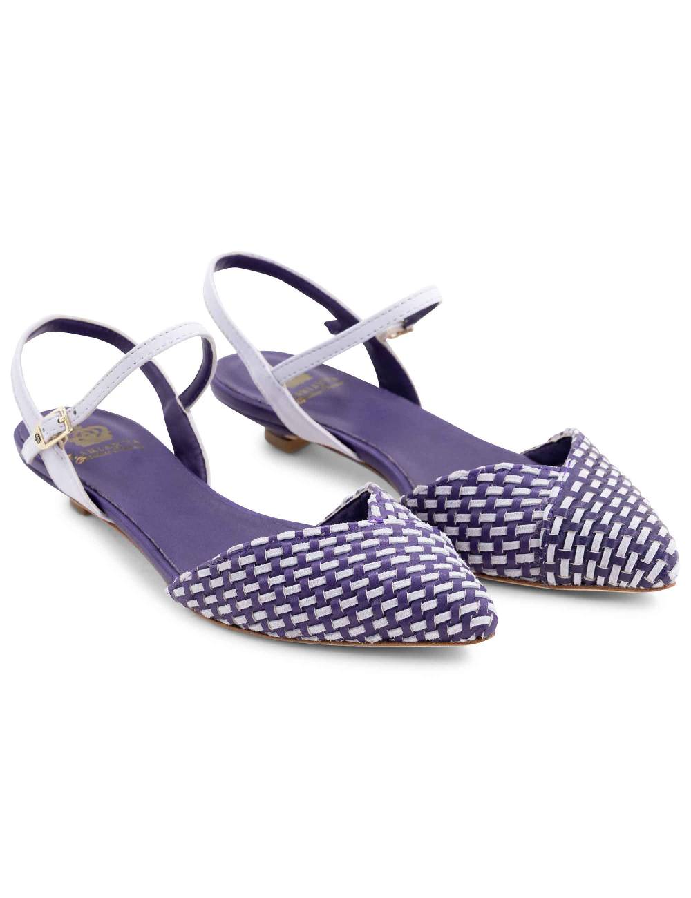 L'ARIANNA Ballerine BL1488/rt da donna in pelle viola e camoscio perla con cinturino alla caviglia Outlet