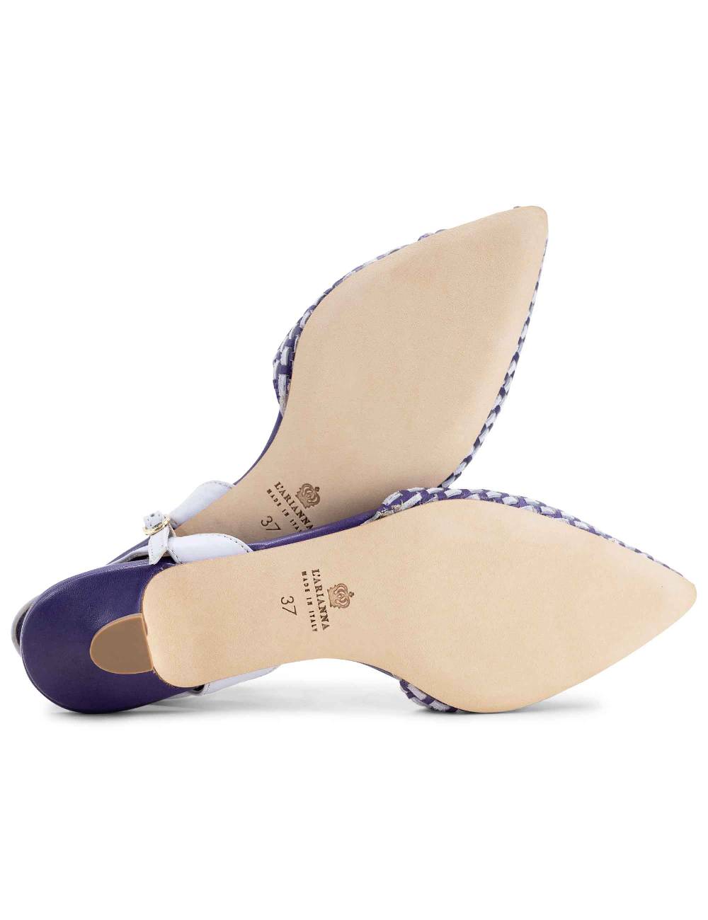L'ARIANNA Ballerine BL1488/rt da donna in pelle viola e camoscio perla con cinturino alla caviglia Outlet