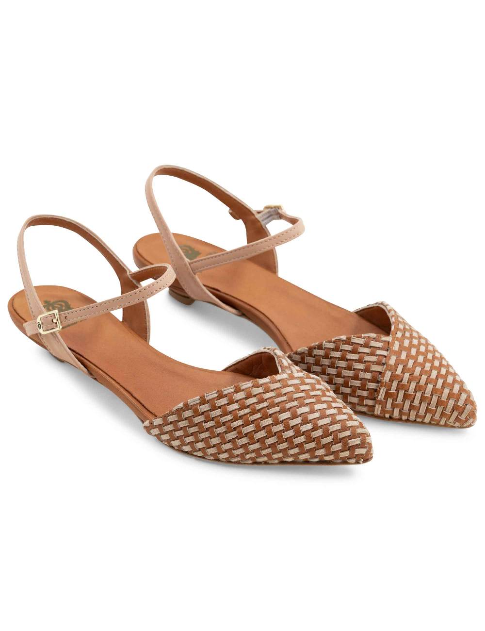 L'ARIANNA Ballerine BL1488/rt da donna in cuoio e nude con cinturino alla caviglia L'Arianna In Vendita