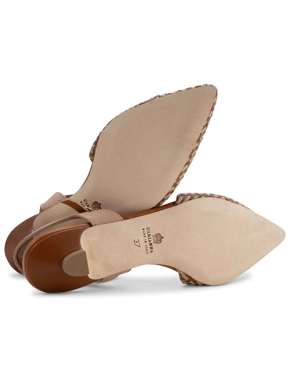 L'ARIANNA Ballerine BL1488/rt da donna in cuoio e nude con cinturino alla caviglia L'Arianna In Vendita