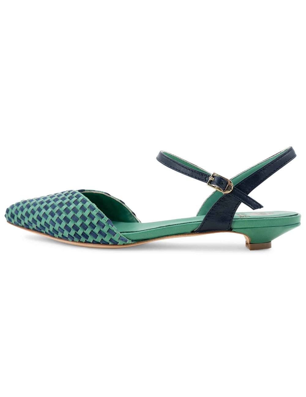 L'ARIANNA Ballerine BL1488/rt da donna in pelle verde e camoscio abisso con cinturino alla caviglia L'Arianna Saldi