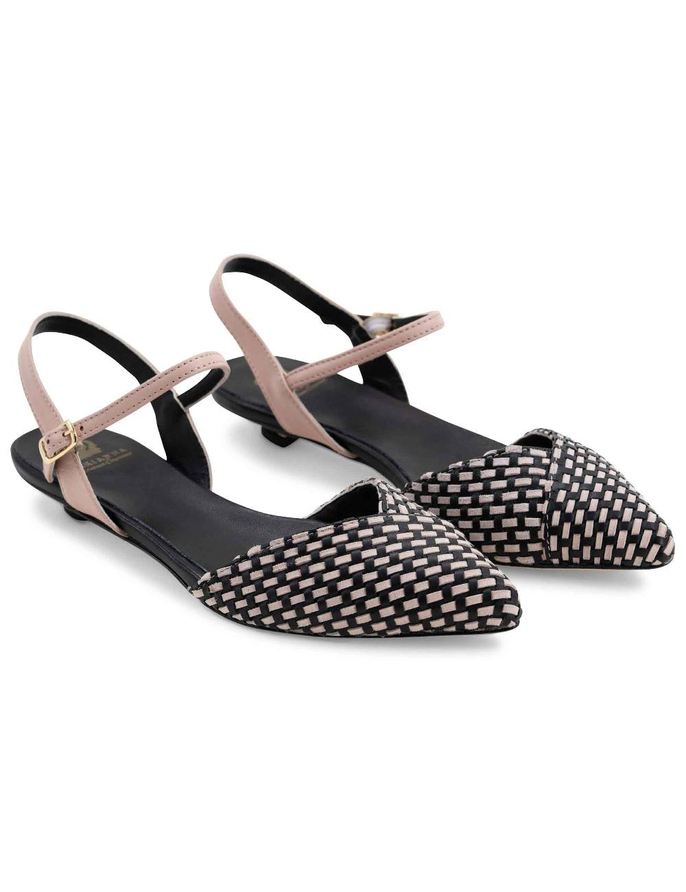 L'ARIANNA Ballerine BL1488/rt da donna in camoscio nero e couture con cinturino alla caviglia Offerte