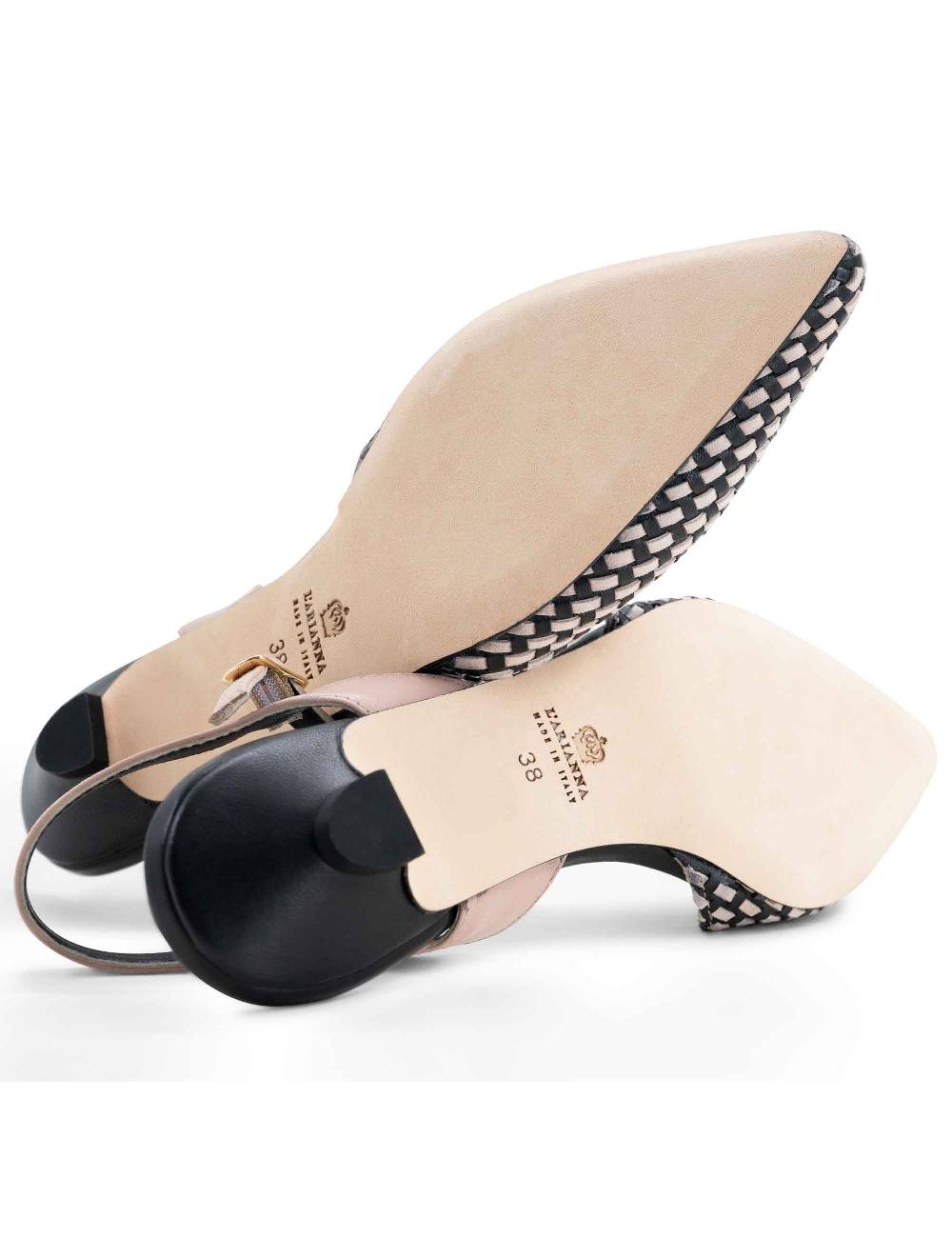 L'ARIANNA Ballerine BL1488/rt da donna in camoscio nero e couture con cinturino alla caviglia Offerte
