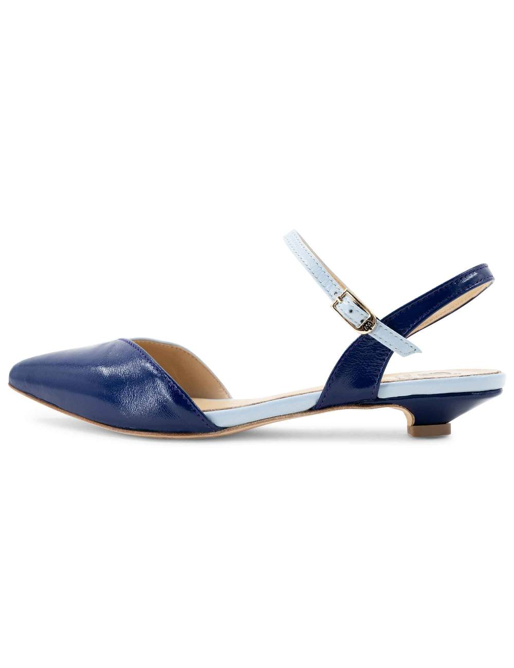 L'ARIANNA Ballerine BL1413/rt da donna in pelle blu punta chiusa con cinturino alla caviglia L'Arianna Hotsell