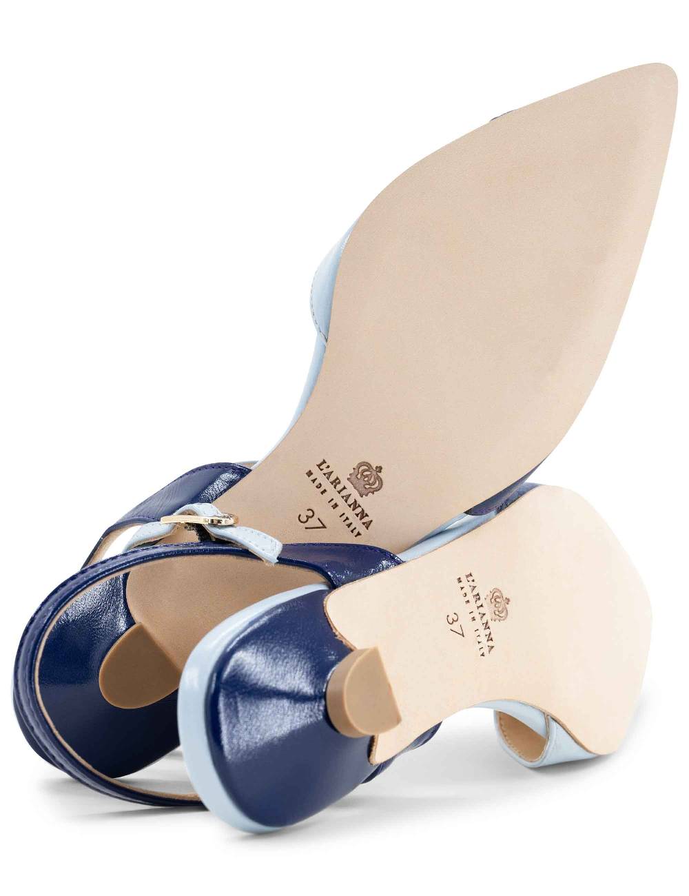 L'ARIANNA Ballerine BL1413/rt da donna in pelle blu punta chiusa con cinturino alla caviglia L'Arianna Hotsell
