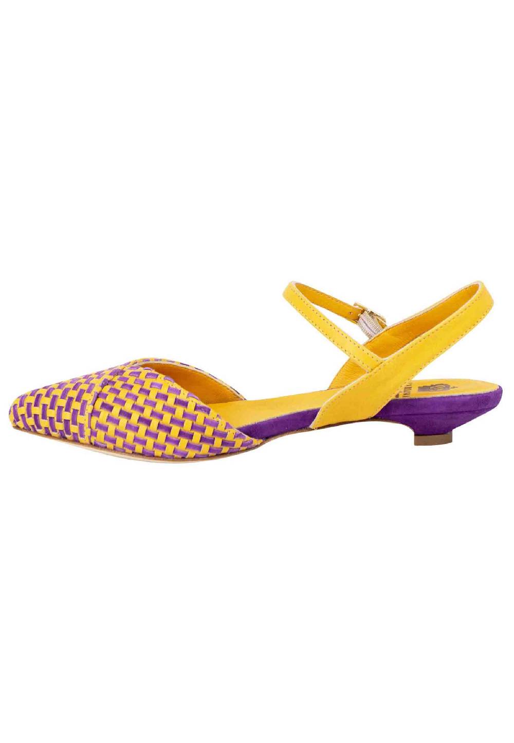 L'ARIANNA Ballerine BL1488/rt da donna in camoscio giallo e mattone con cinturino alla caviglia l'arianna Saldi Di Fabbrica