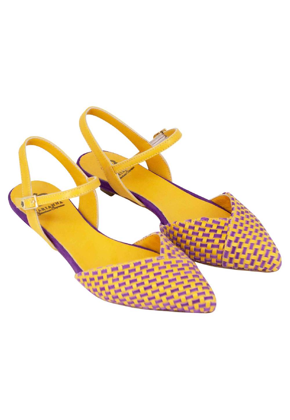 L'ARIANNA Ballerine BL1488/rt da donna in camoscio giallo e mattone con cinturino alla caviglia l'arianna Saldi Di Fabbrica