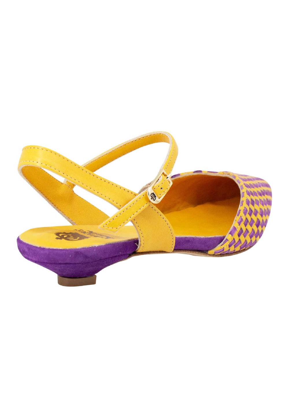 L'ARIANNA Ballerine BL1488/rt da donna in camoscio giallo e mattone con cinturino alla caviglia l'arianna Saldi Di Fabbrica