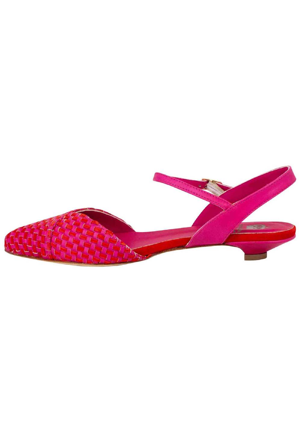 L'ARIANNA Ballerine BL1488/rt da donna in camoscio fucsia e rosso con cinturino alla caviglia I Più Venduti