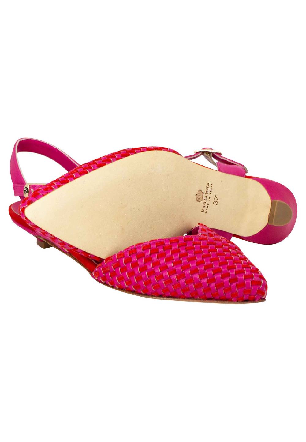 L'ARIANNA Ballerine BL1488/rt da donna in camoscio fucsia e rosso con cinturino alla caviglia I Più Venduti