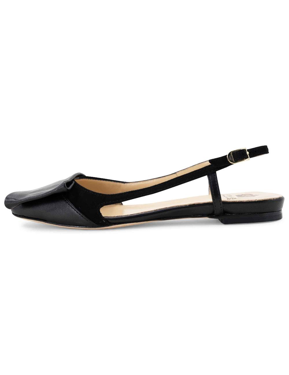 L'ARIANNA BALLERINE CH1626 IN PELLE E CAMOSCIO NERO DA DONNA CON TACCO BASSO E CINTURINO SLINGBACK L'ARIANNA In Saldo
