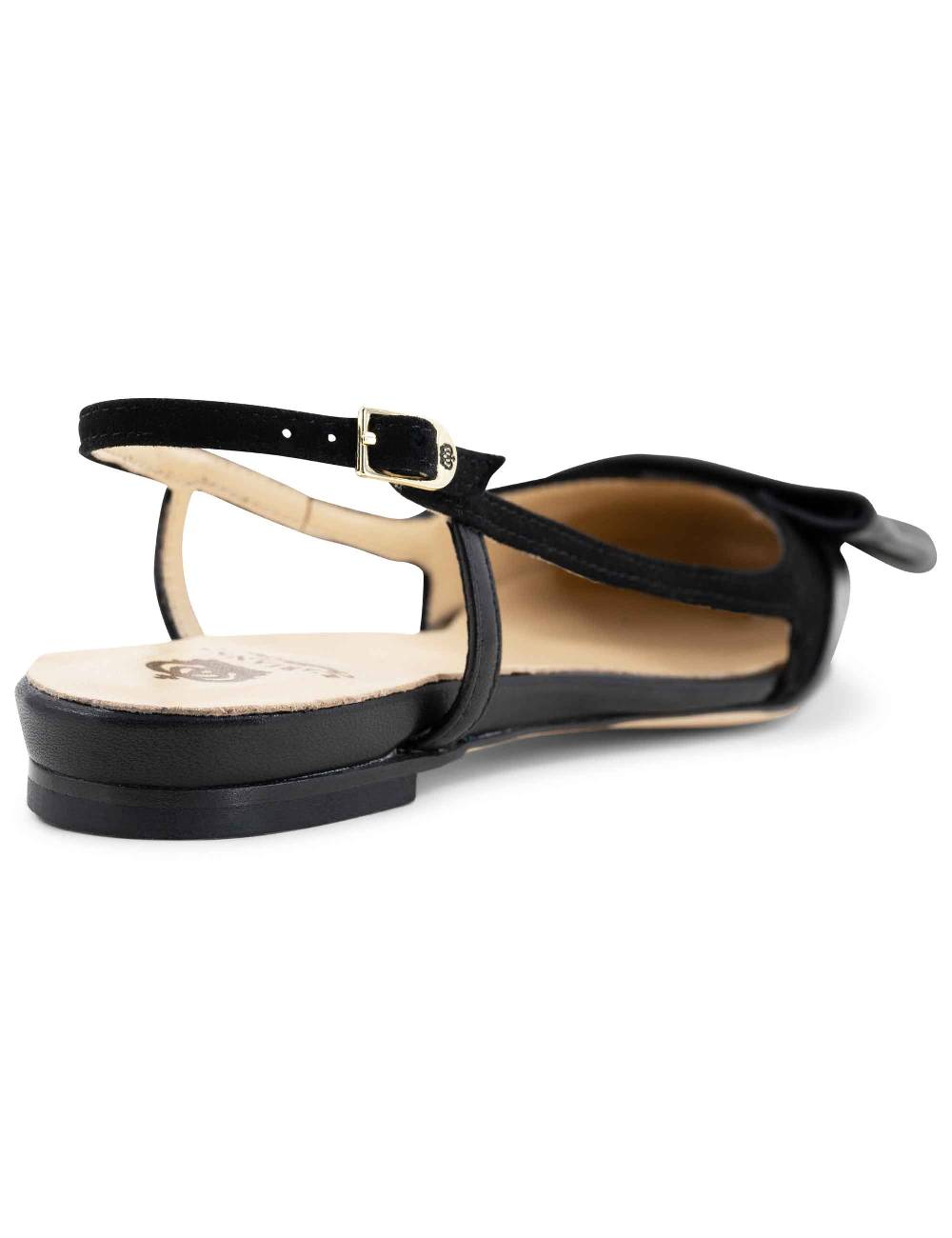 L'ARIANNA BALLERINE CH1626 IN PELLE E CAMOSCIO NERO DA DONNA CON TACCO BASSO E CINTURINO SLINGBACK L'ARIANNA In Saldo