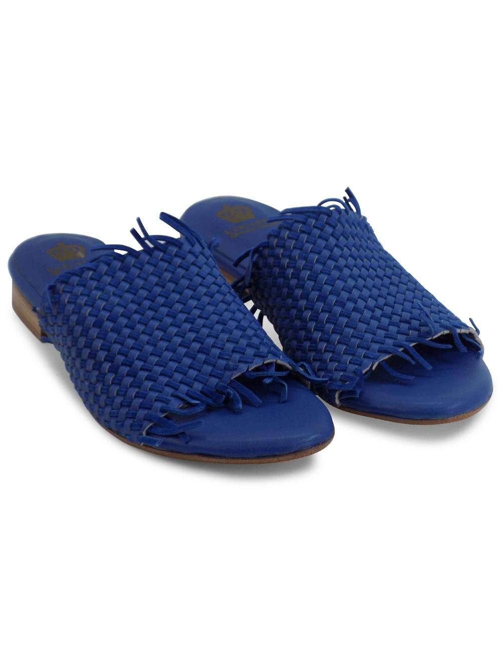 L'ARIANNA Sandali CB1259 bassi donna in pelle intrecciata OCEANO In Linea