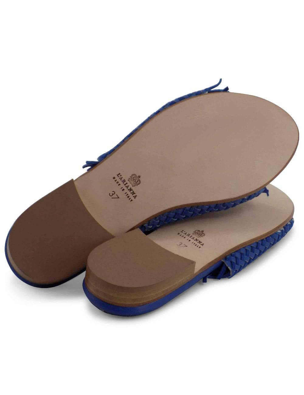 L'ARIANNA Sandali CB1259 bassi donna in pelle intrecciata OCEANO In Linea