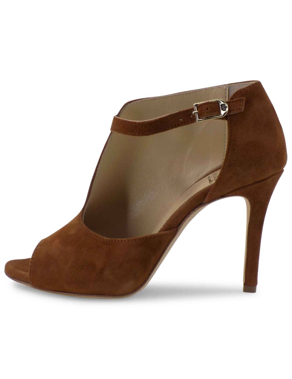 L'ARIANNA sandali open toe sp8000 donna in camoscio color cuoio tacco alto Nuovo