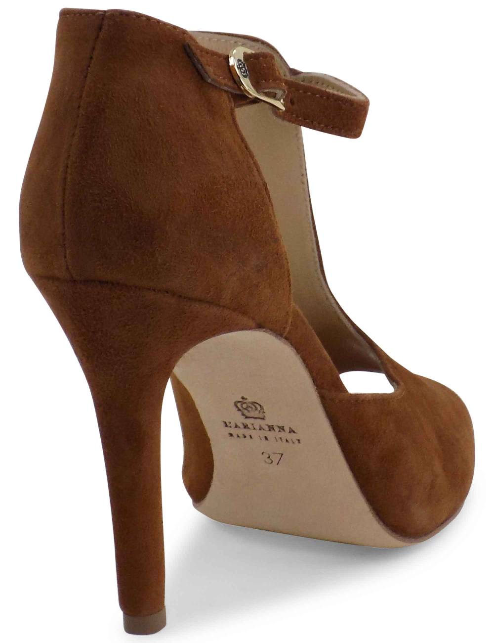 L'ARIANNA sandali open toe sp8000 donna in camoscio color cuoio tacco alto Nuovo
