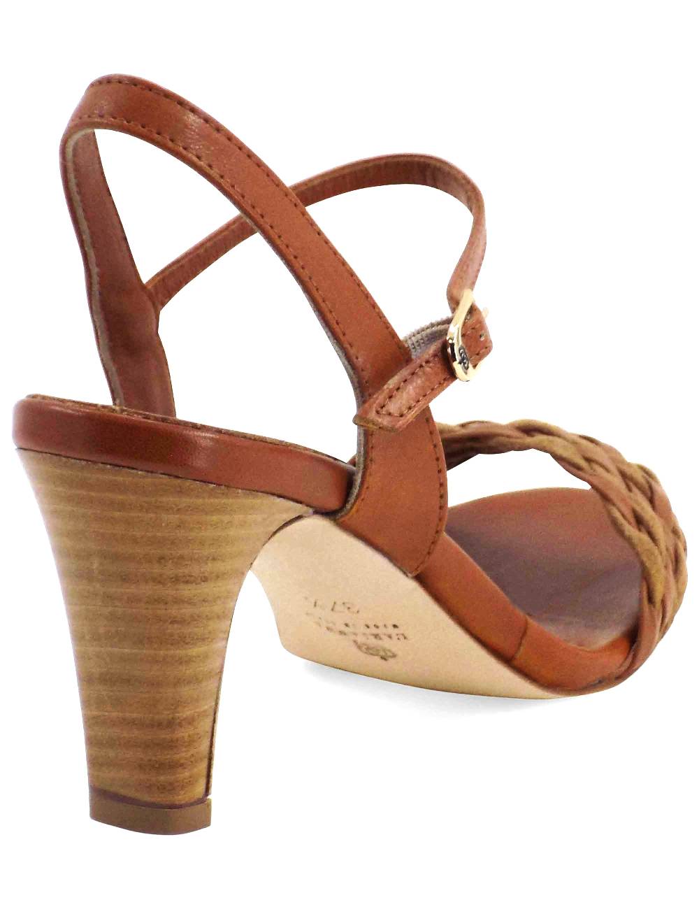 L'ARIANNA Sandali Ds1733/c donna in cuoio con cinturino alla caviglia e fascia intrecciata anteriore in cuoio e camoscio Qualità