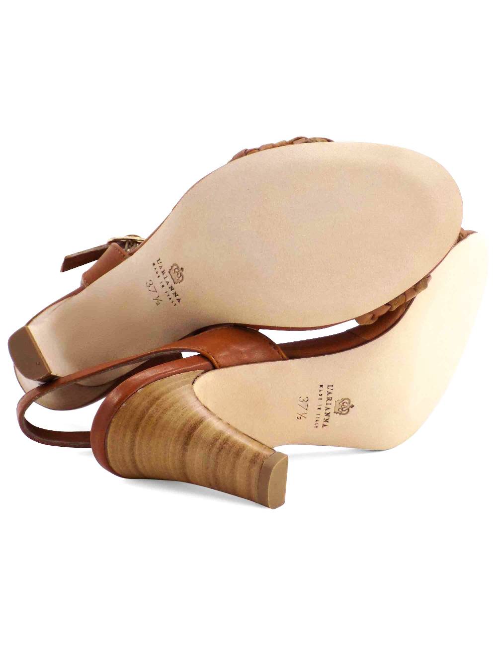L'ARIANNA Sandali Ds1733/c donna in cuoio con cinturino alla caviglia e fascia intrecciata anteriore in cuoio e camoscio Qualità