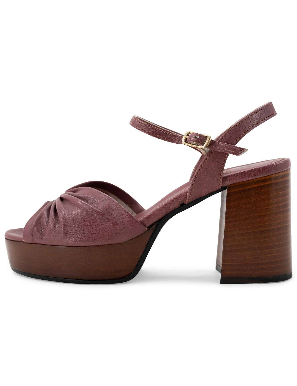 L'ARIANNA Sandali ds1648 da donna in pelle couture con tacco e plateau in cuoio L'Arianna Vendita