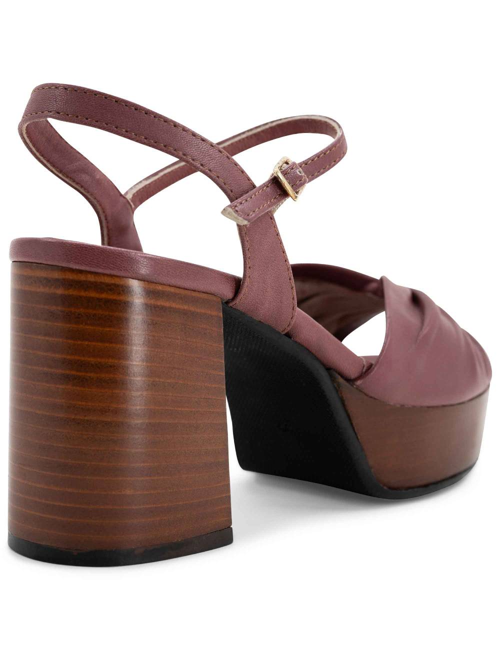 L'ARIANNA Sandali ds1648 da donna in pelle couture con tacco e plateau in cuoio L'Arianna Vendita
