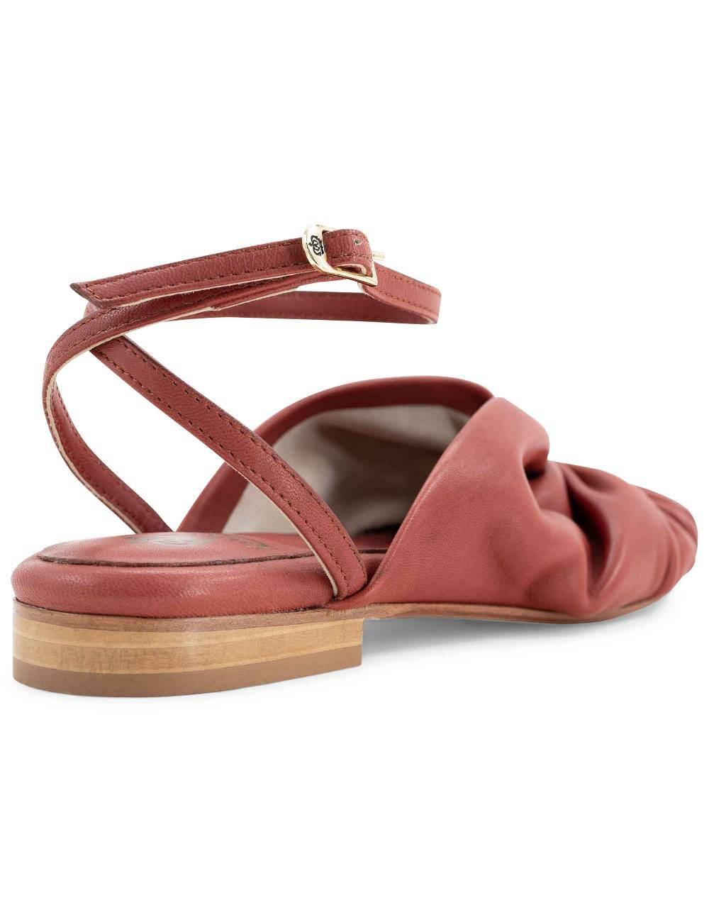L'ARIANNA sandalo sp1512 da donna in pelle color mattone, plissè e laccio alla caviglia Promozione