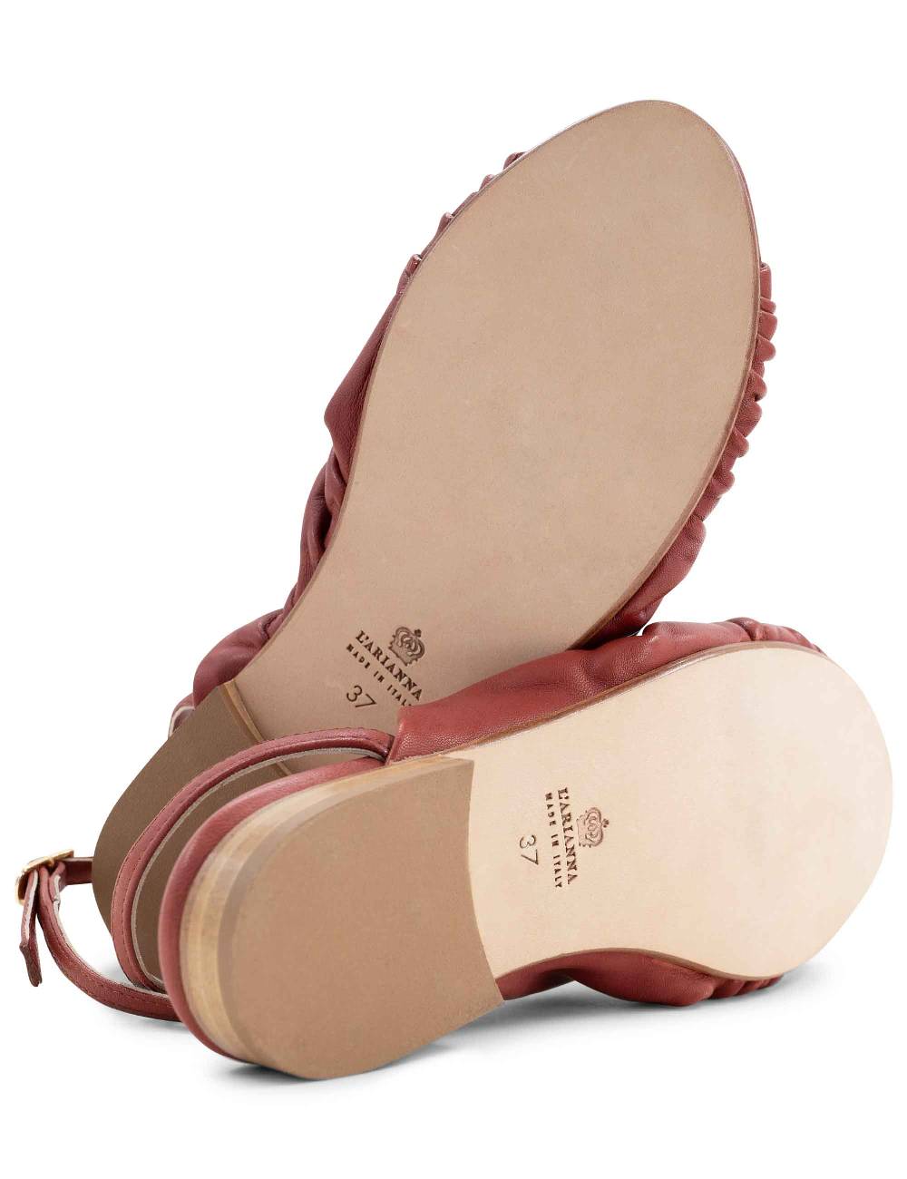 L'ARIANNA sandalo sp1512 da donna in pelle color mattone, plissè e laccio alla caviglia Promozione