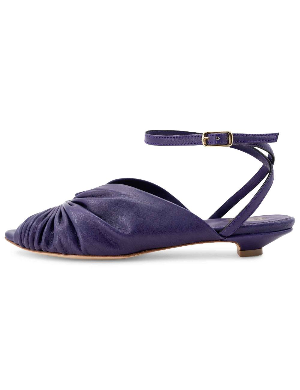 L'ARIANNA sandalo sp1596 da donna in pelle color viola plissè e cintuirno alla caviglia Spedizione Gratuita