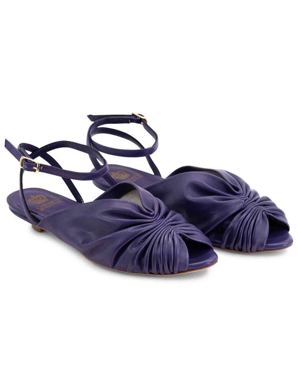L'ARIANNA sandalo sp1596 da donna in pelle color viola plissè e cintuirno alla caviglia Spedizione Gratuita