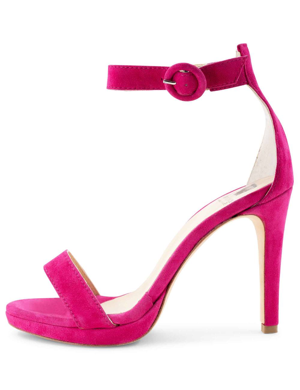 L'ARIANNA Sandali DS7016 donna in camoscio fucsia tacco alto e cinturino alla caviglia Pezzi Unici