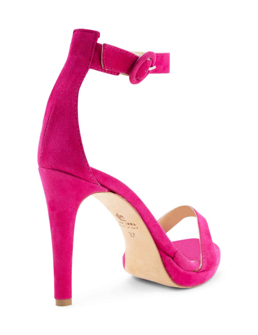L'ARIANNA Sandali DS7016 donna in camoscio fucsia tacco alto e cinturino alla caviglia Pezzi Unici