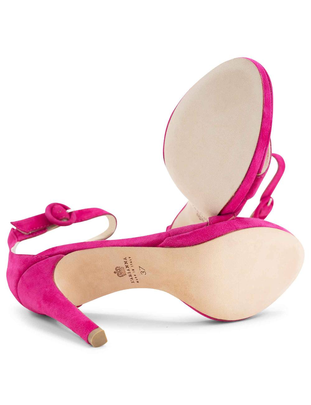 L'ARIANNA Sandali DS7016 donna in camoscio fucsia tacco alto e cinturino alla caviglia Pezzi Unici