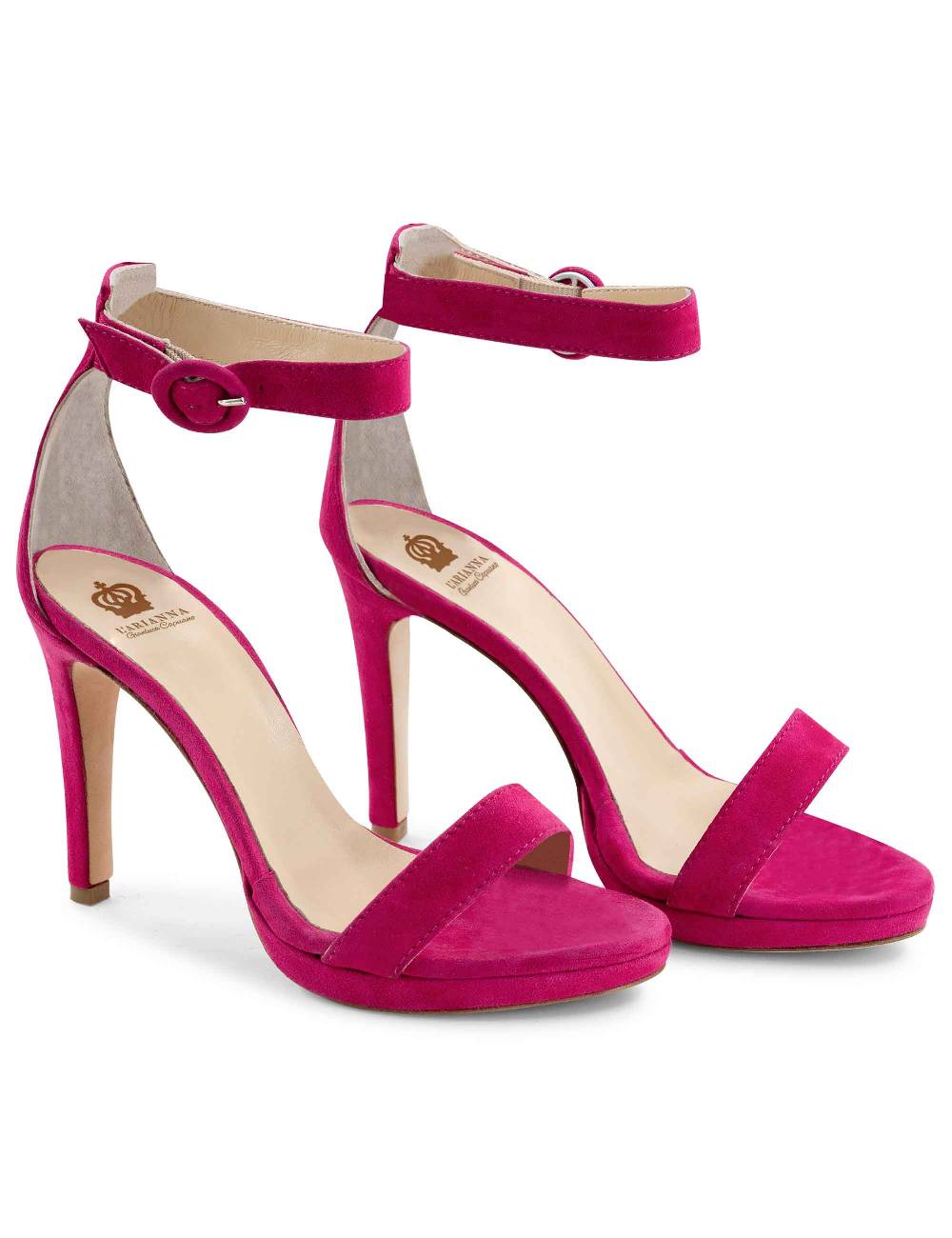 L'ARIANNA Sandali DS7016 donna in camoscio fucsia tacco alto e cinturino alla caviglia Pezzi Unici