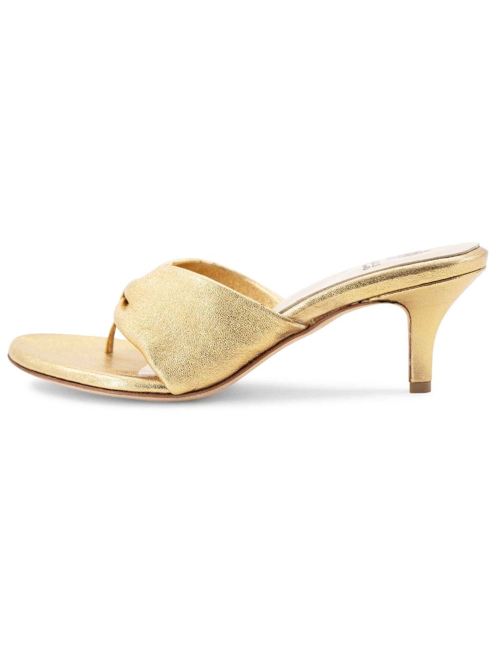 L'ARIANNA Sandali ds7048 donna in pelle lamin oro con tacco basso Soddisfazione Garantita