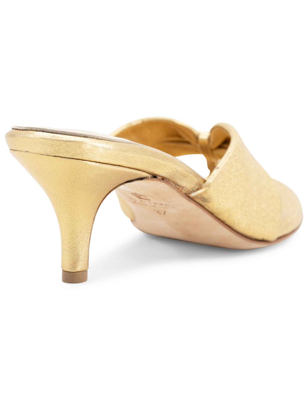 L'ARIANNA Sandali ds7048 donna in pelle lamin oro con tacco basso Soddisfazione Garantita