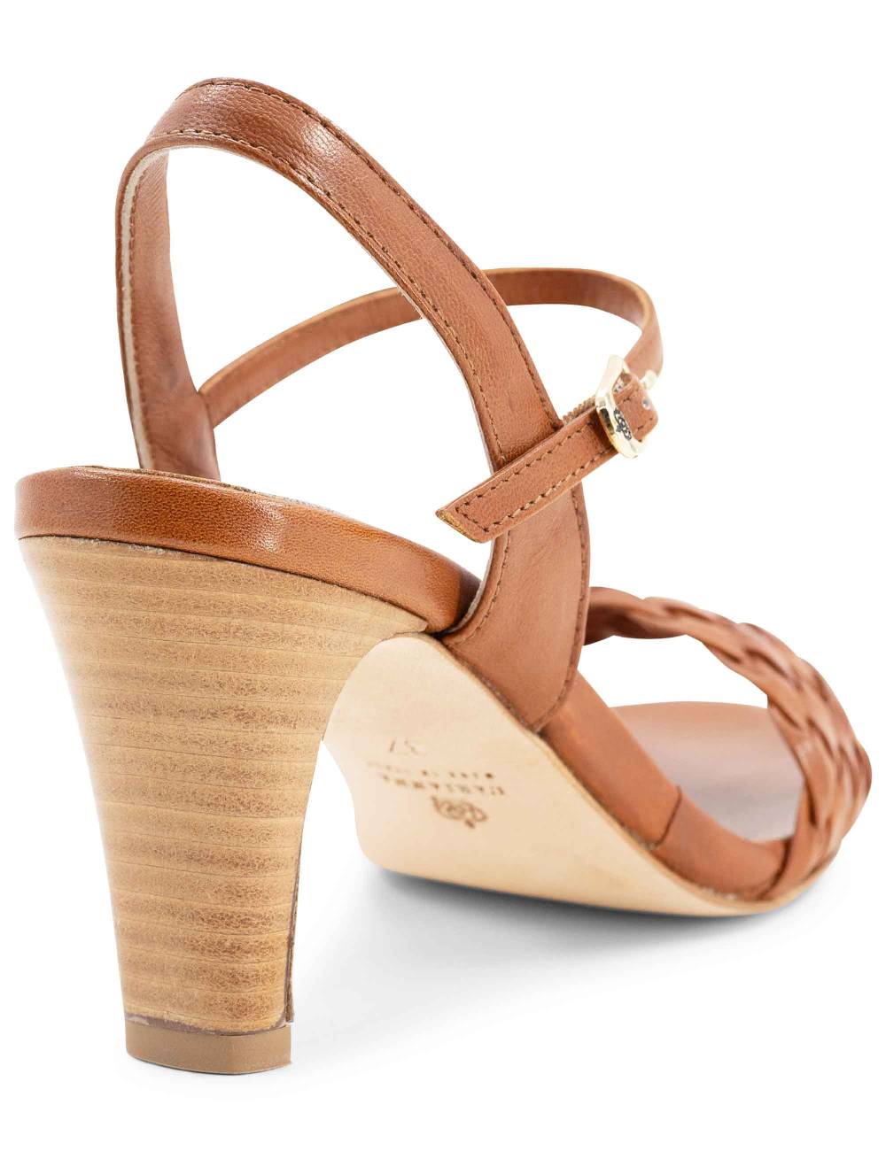 L'ARIANNA Sandali Ds1733/c donna in cuoio con cinturino alla caviglia e fascia intrecciata anteriore Qualità Garantita