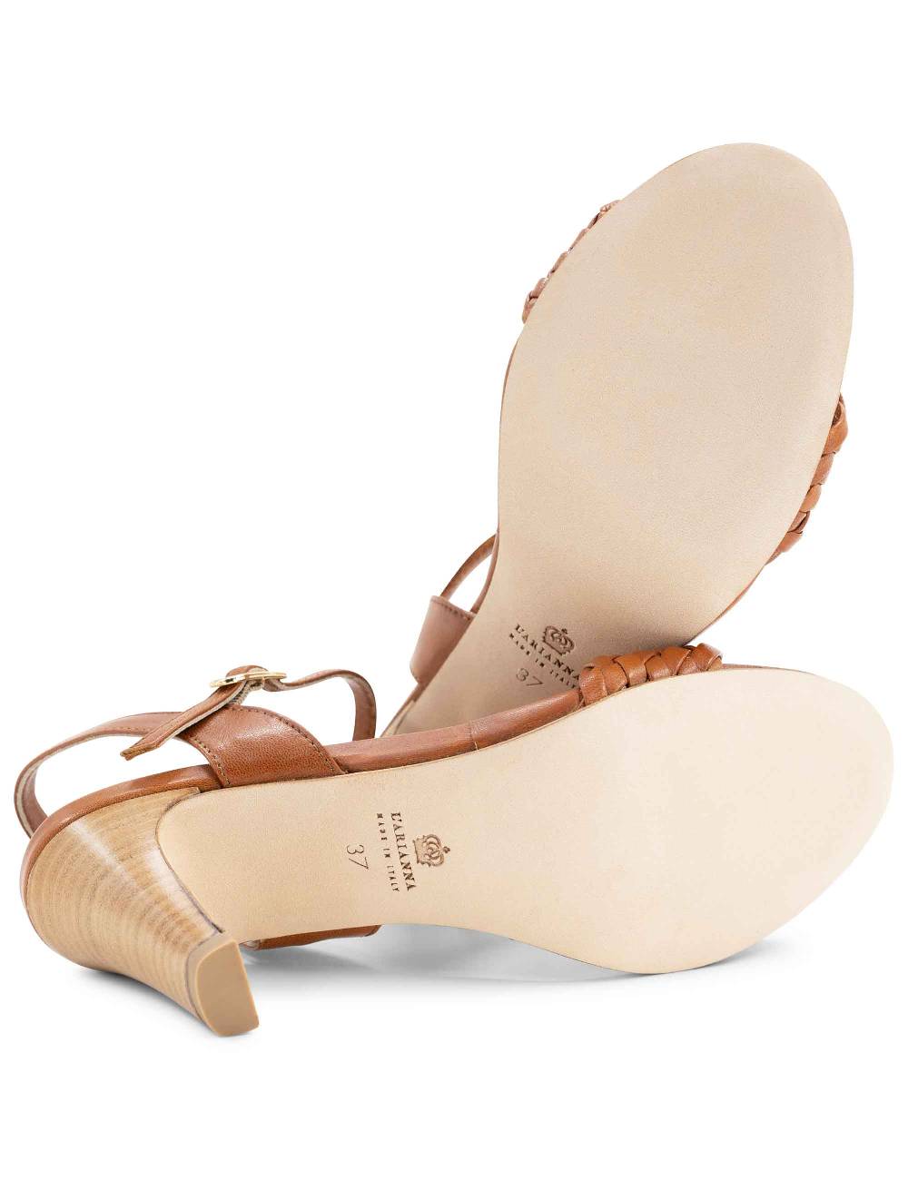 L'ARIANNA Sandali Ds1733/c donna in cuoio con cinturino alla caviglia e fascia intrecciata anteriore Qualità Garantita