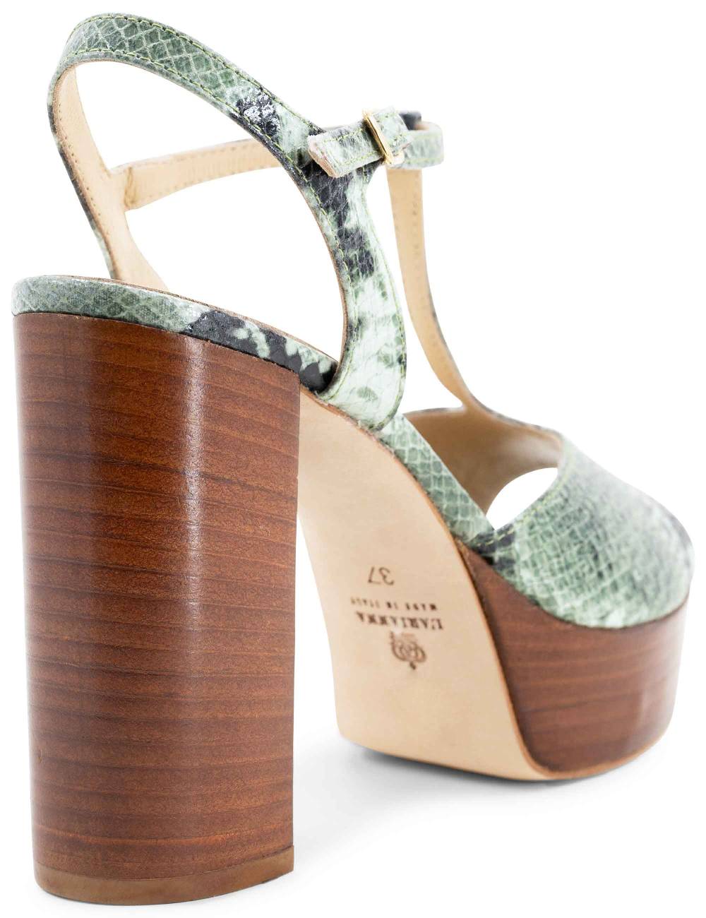 L'ARIANNA Sandali ds7010 donna in pelle stampata verde con cinturino tacco alto e plateau Acquista Ora