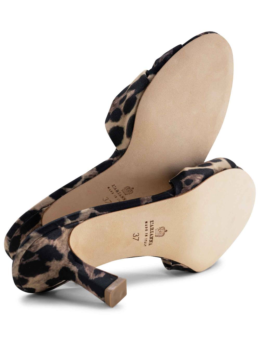 L'ARIANNA Sandali ds1649/rt donna inraso animalier color nero con tacco basso Consegna Veloce