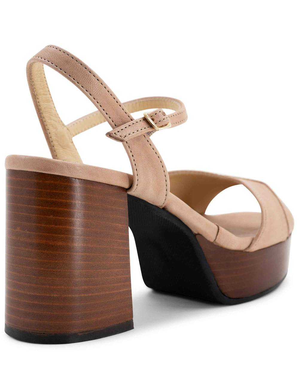 L'ARIANNA Sandali DS1639 donna in pelle nude con cinturino e tacco e plateau in cuoio Convenienza