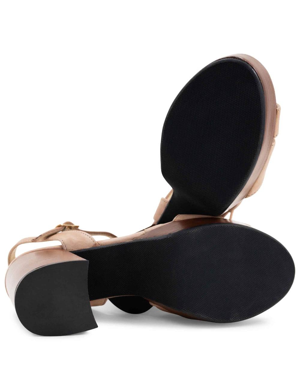 L'ARIANNA Sandali DS1639 donna in pelle nude con cinturino e tacco e plateau in cuoio Convenienza