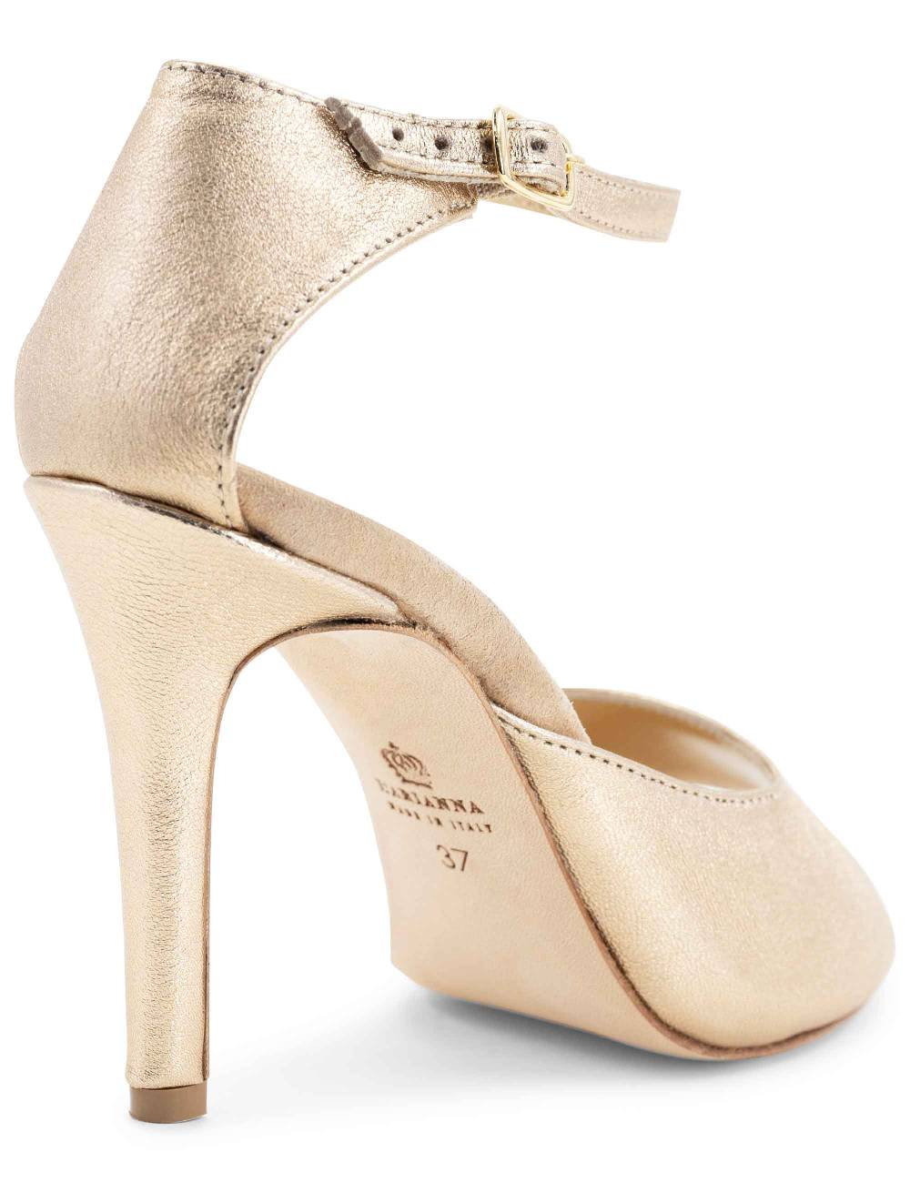 L'ARIANNA Sandali DS1518 donna in pelle laminata nude con tacco alto e cinturino alla caviglia L'Arianna Black Friday