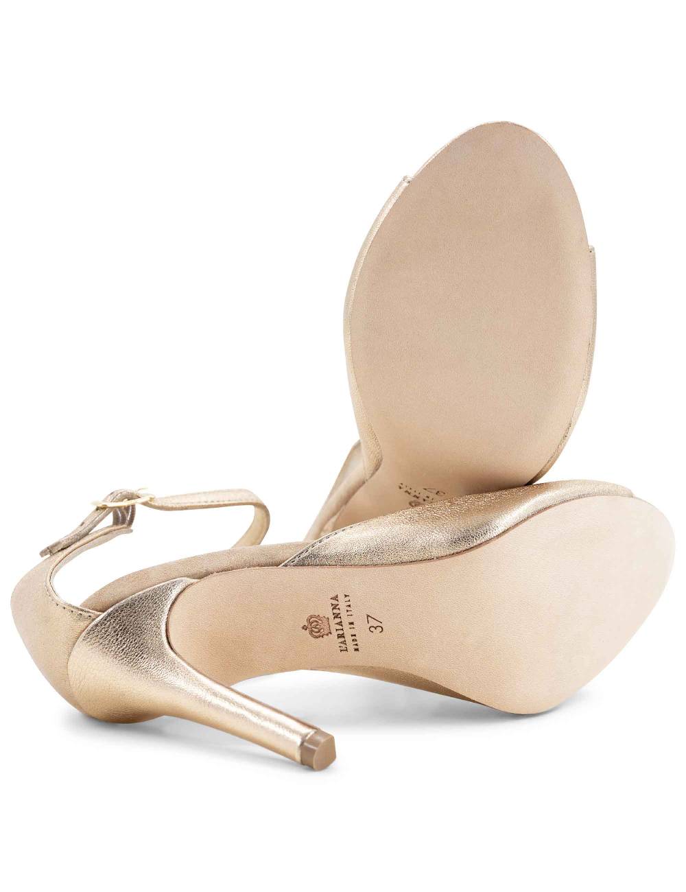 L'ARIANNA Sandali DS1518 donna in pelle laminata nude con tacco alto e cinturino alla caviglia L'Arianna Black Friday