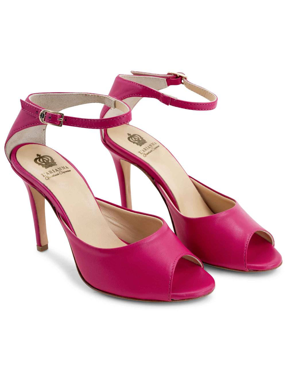 L'ARIANNA Sandali DS1518 donna in pelle fucsia con tacco alto e cinturino alla caviglia L'Arianna Sconto