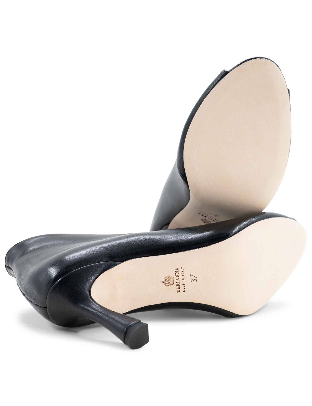 L'ARIANNA tronchetti sp8004 open toe donna in pelle nera con tacco alto Offerte