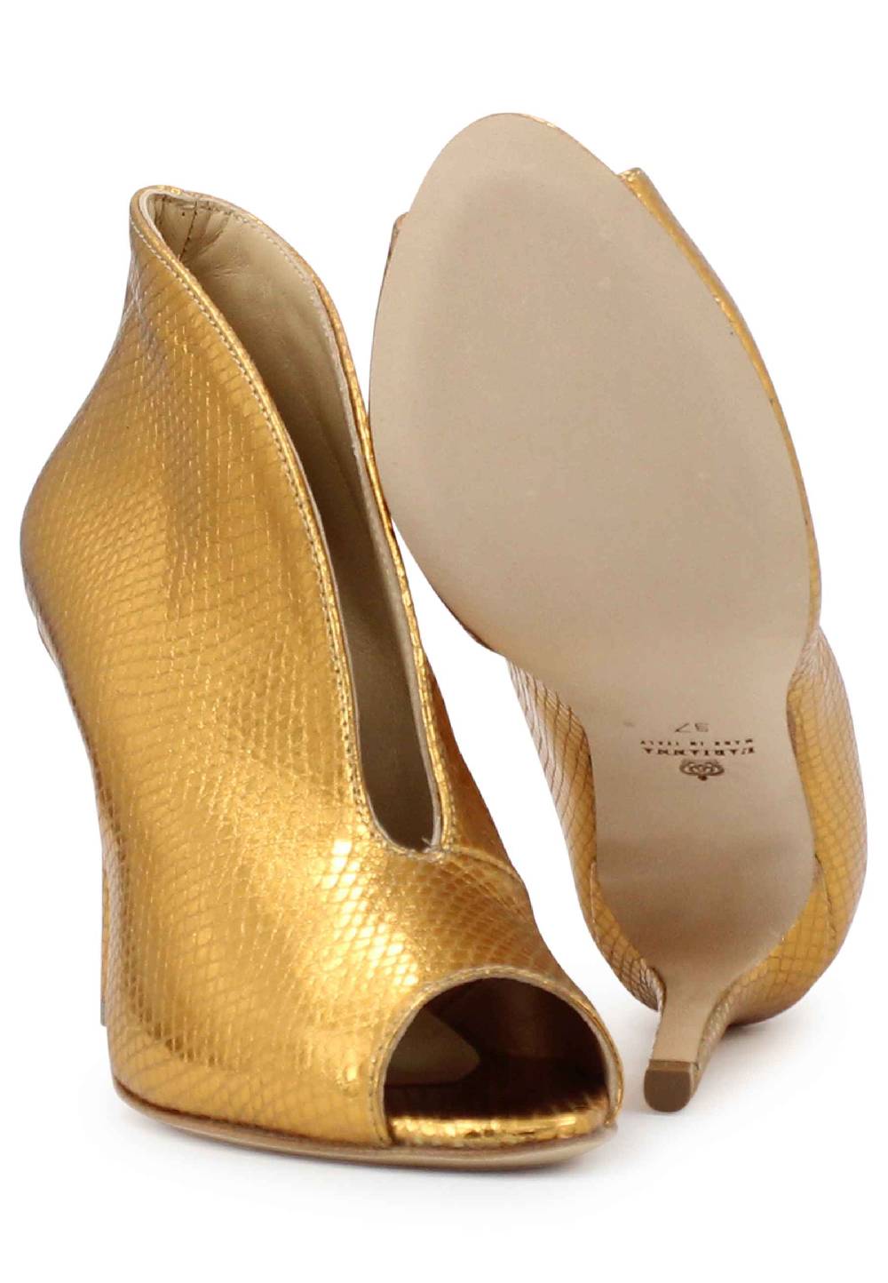 L'ARIANNA tronchetto SP8004 open toe donna in pelle laminata oro tacco alto Vendita Economica