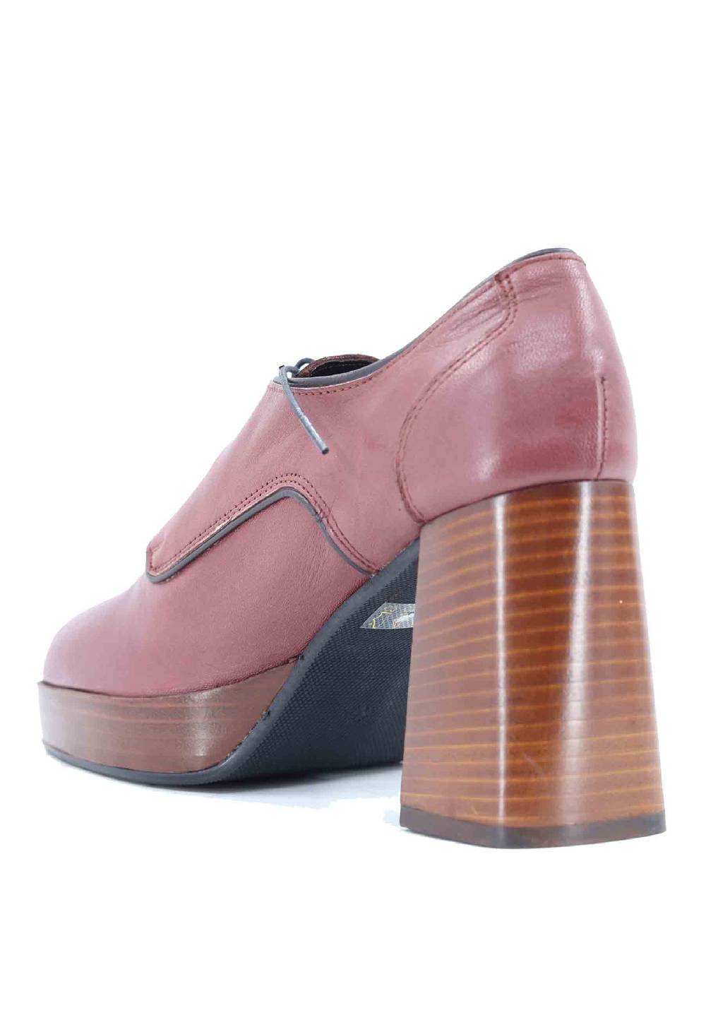 L'ARIANNA Stringate AL1700 donna in pelle rosa antico con tacco e plateau in cuoio Negozio