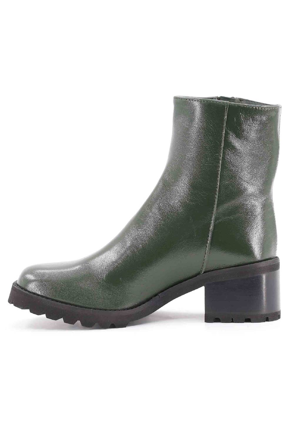 L'ARIANNA Stivaletti TR1665 in pelle verde con suola in gomma carrarmato Nuova