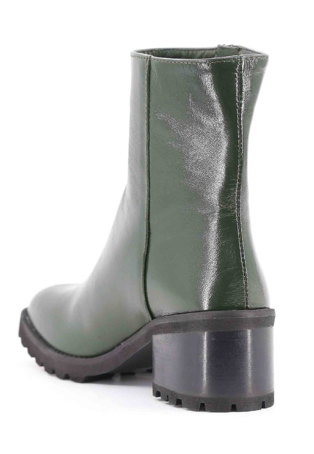 L'ARIANNA Stivaletti TR1665 in pelle verde con suola in gomma carrarmato Nuova