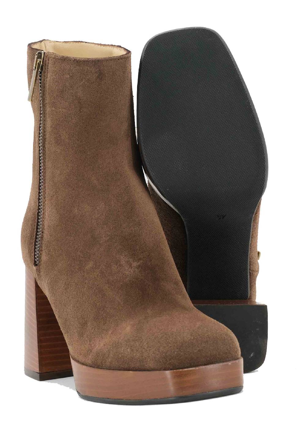 L'ARIANNA Stivaletti TR1665 in crosta marrone con tacco alto e plateau con zip esterna Italia